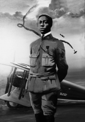 image of African American pilot flying for France